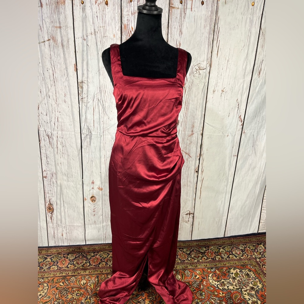 Altar'd State Rich Burgundy Satin Maxi Dress